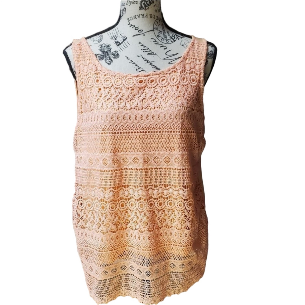 Encuentro Orange Crocheted Tank Top Large